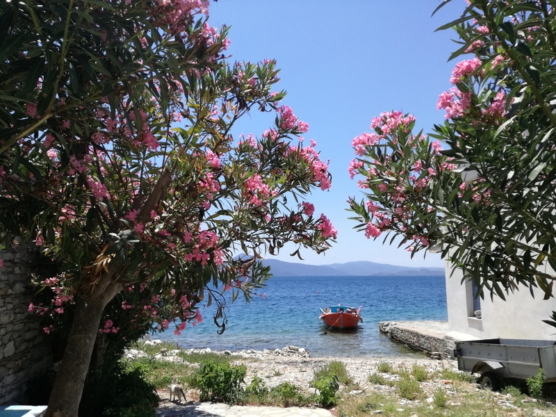 Au fond, l'île d'Eubée